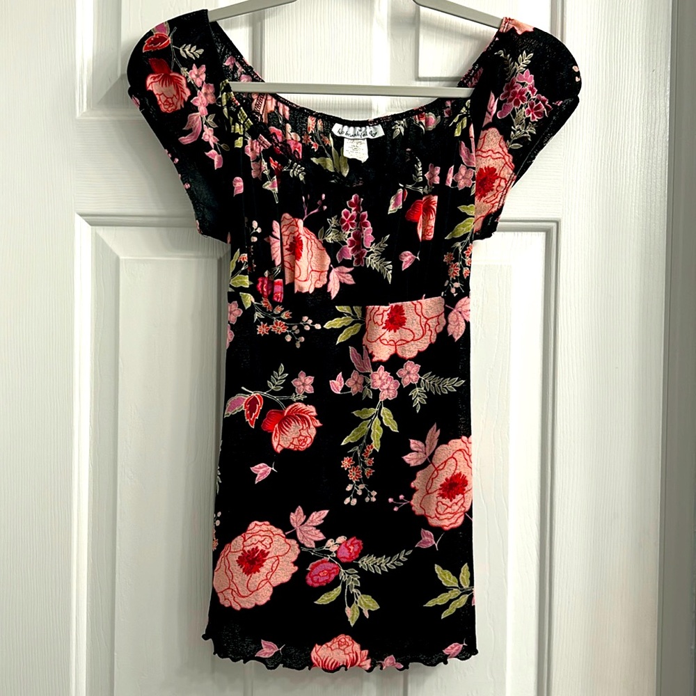 Two Beautiful Floral on Black Top